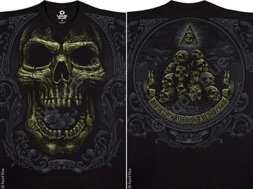 Череп и кости - издавна был знаком опасности, сейчас это тайное общество (Skull and bones) членами которого становятся только представители высшей элиты, выходцы из самых богатых и влиятельных семей США. Они занимали и занимают важнейшие посты в политике, СМИ, финансовой, научной и образовательной сферах. Так, среди патриархов тайной ложи, ее основателей, значились Банди, Лорды, Рокфеллеры и другие. Не верите? Посмотрите на Википедии! Выбор за Вами, но футболки просто супер!